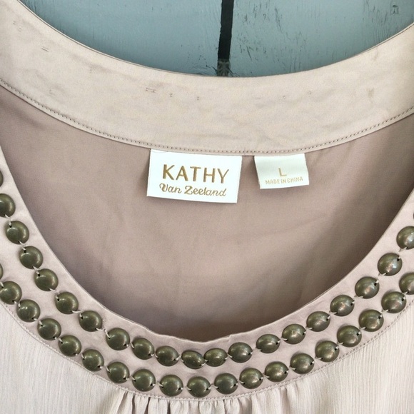 Kathy Van Zeeland Studded Detail Brown Tank Size Large - Picture 5 of 5